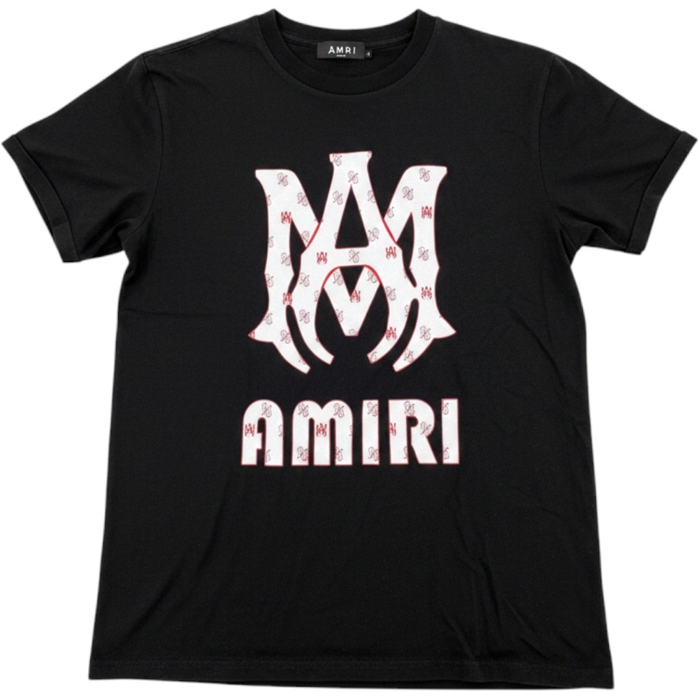 Amiri Mens Graphic Logo T-Shirt Black Short Sleeve Cotton MA Monogram Size S
